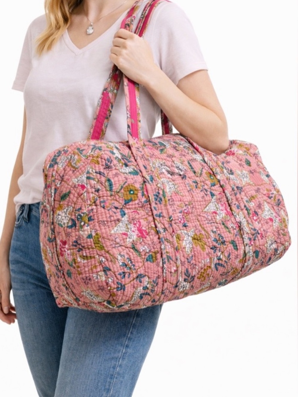 Printed quilted duffle NWT